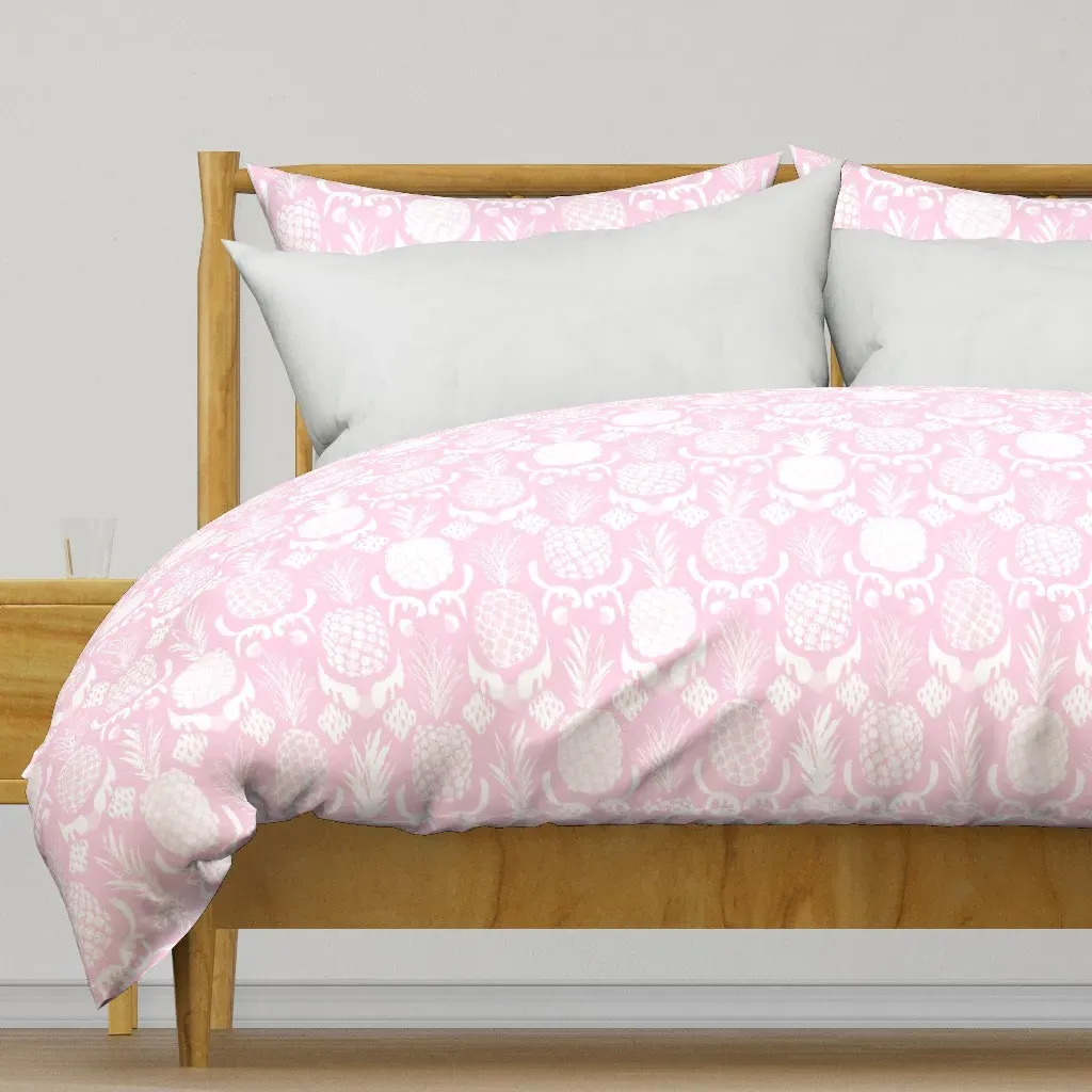 Large Pineapple Ikat Duvet Cover - White product