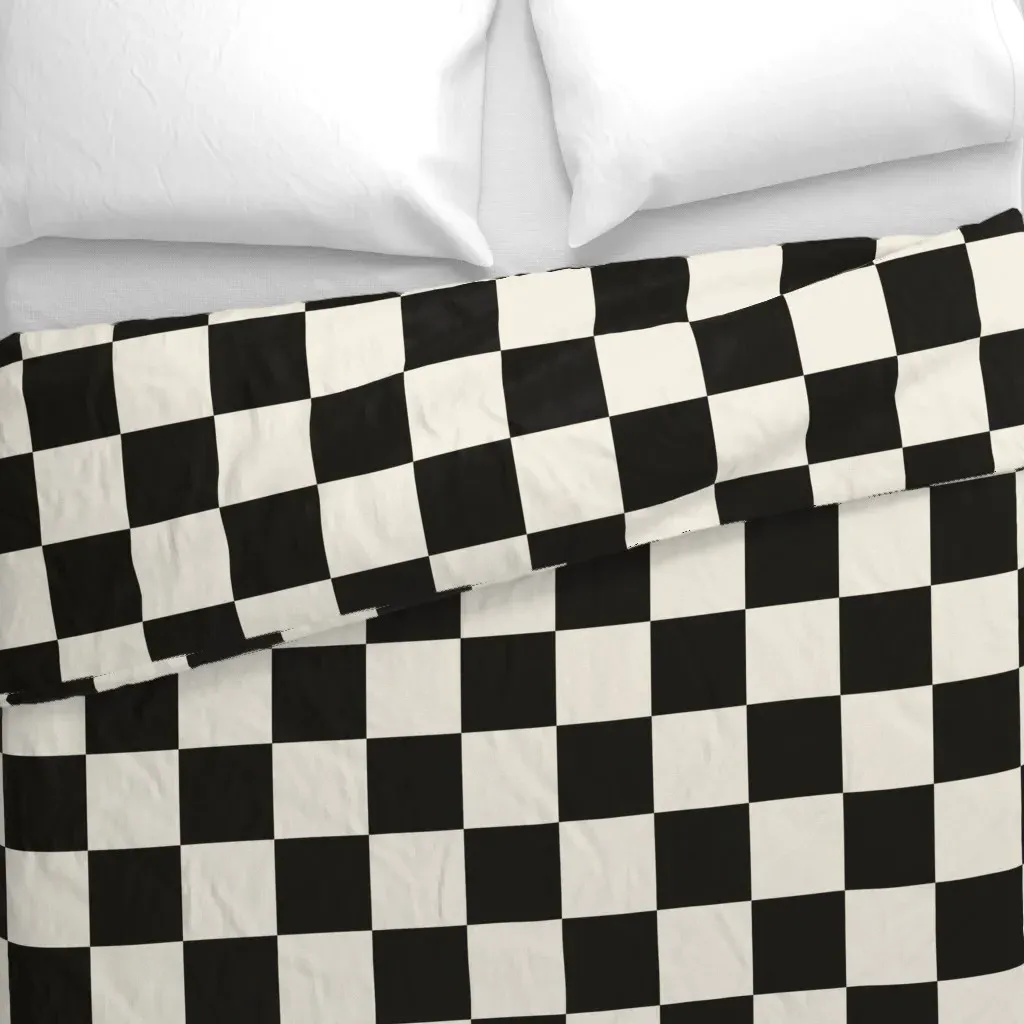 Large Retro Duvet Cover - Black, Beige alternate view