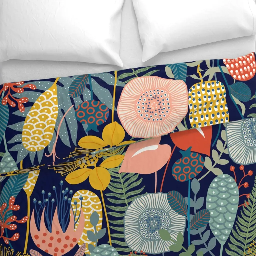 Large Retro Garden Duvet Cover - Yellow alternate view