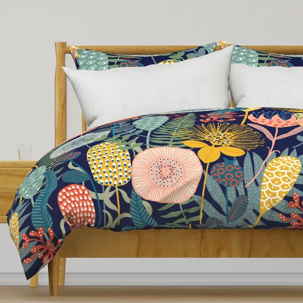 Large Retro Garden Duvet Cover - Yellow product