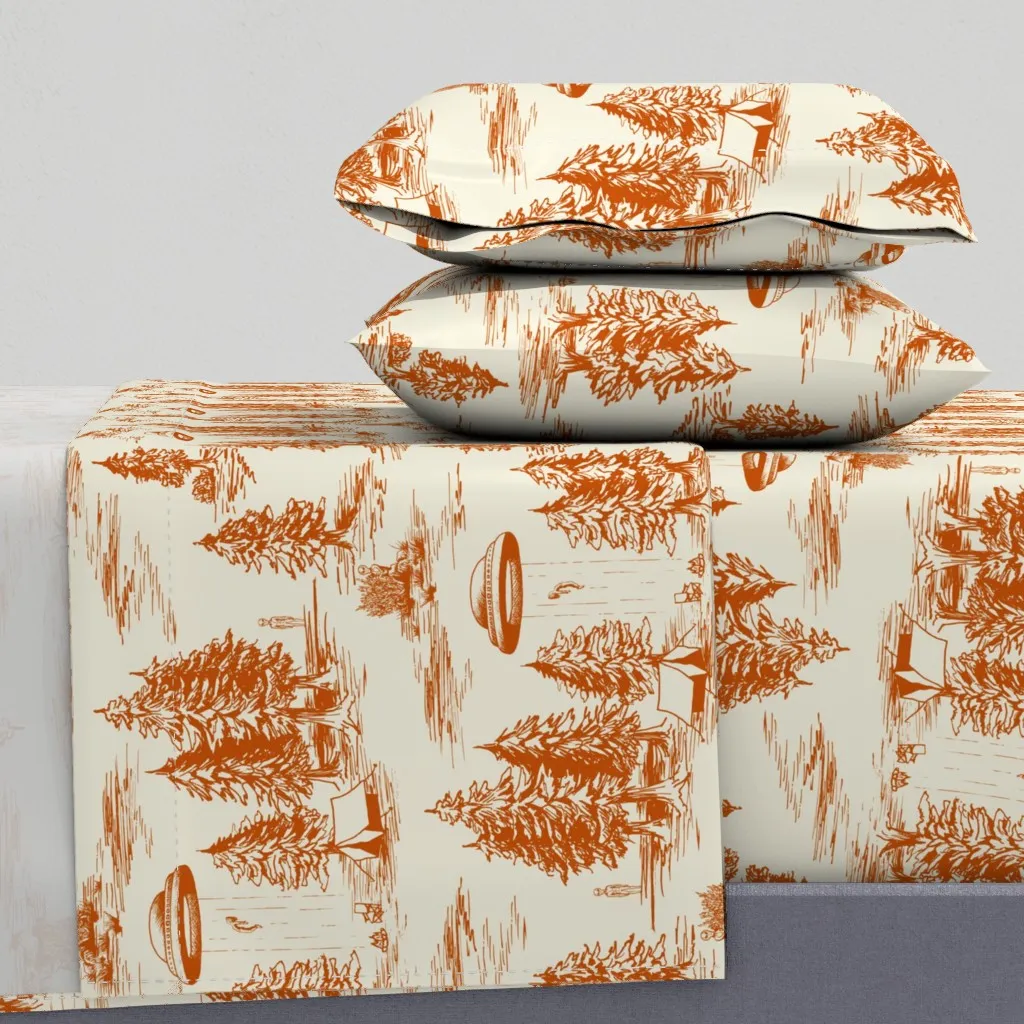 Large-Scale Alien Abduction Toile De Jouy Queen Sheet Set - Burnt Orange product