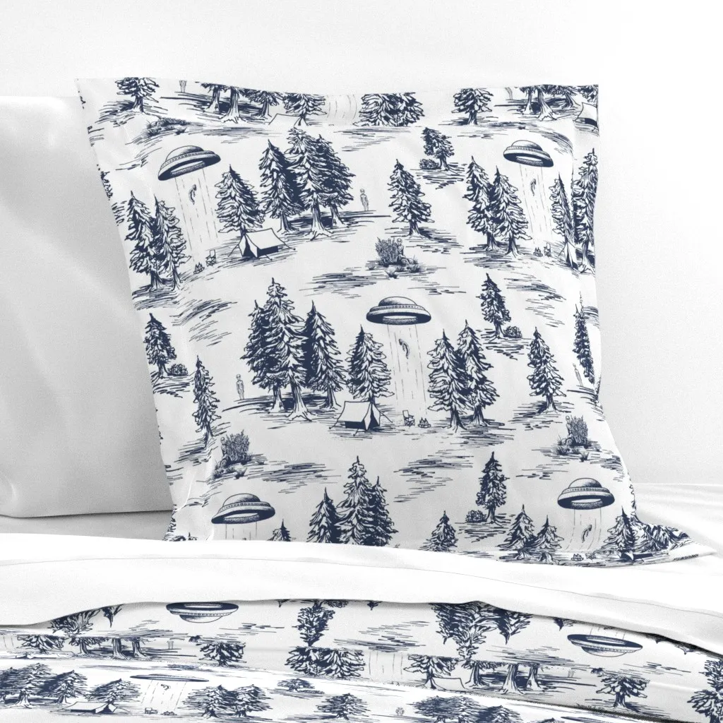 Large-Scale Alien Abduction Toile Euro Pillow Sham - Navy Blue product