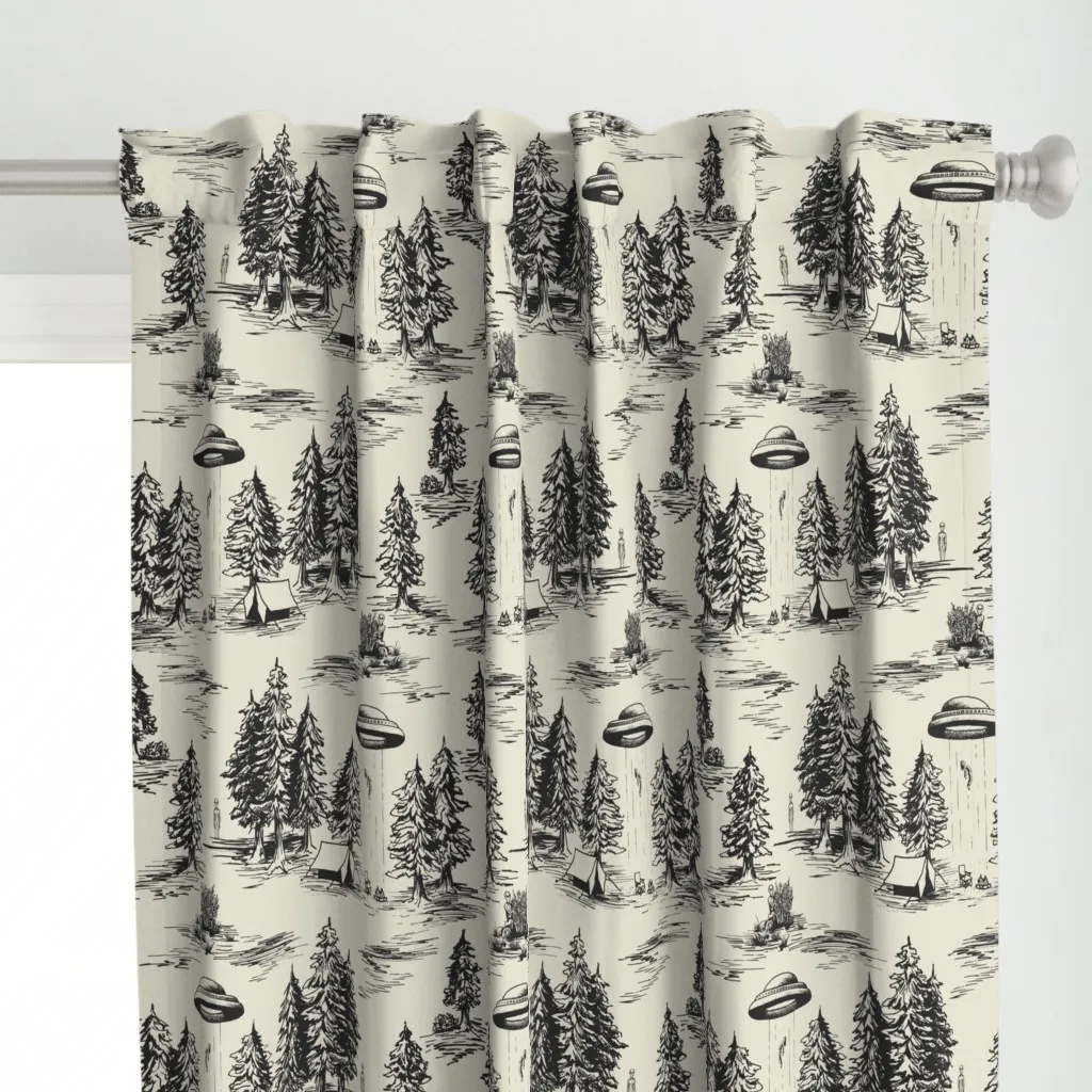Large-Scale Alien Print Curtain Panel - Black alternate view