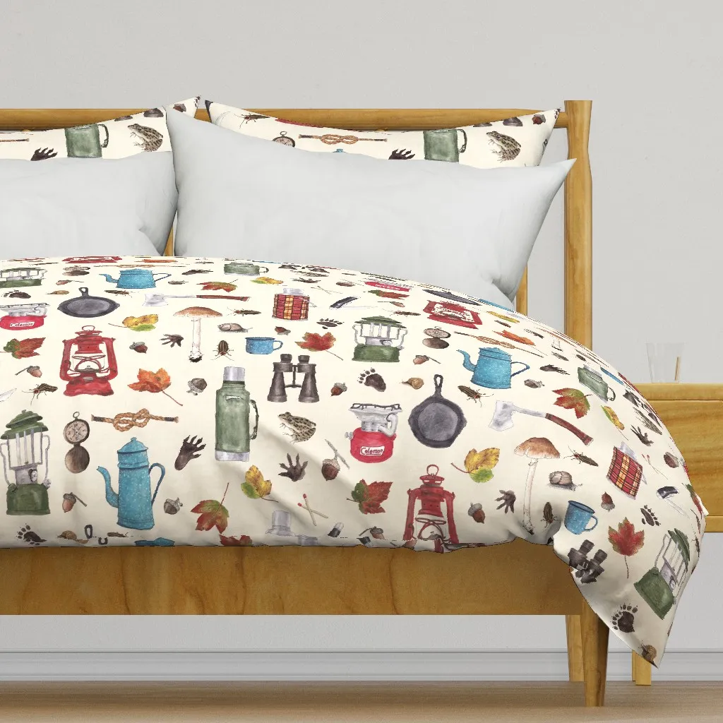 Large Scale Autumn Camping Duvet Cover - Green product