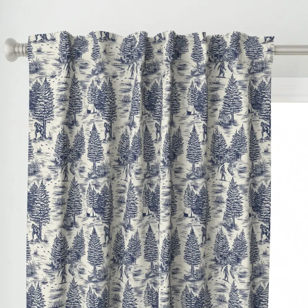 Large-Scale Bigfoot Curtain Panel - Navy Blue alternate view