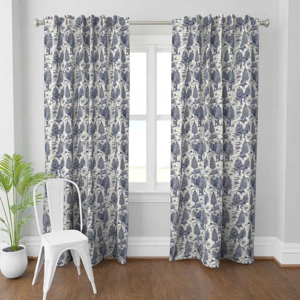 Large-Scale Bigfoot Curtain Panel - Navy Blue product