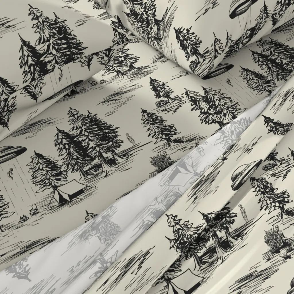 Large-Scale Black Alien Abduction Toile De Jouy Queen Sheet Set alternate view