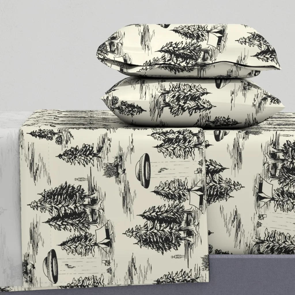 Large-Scale Black Alien Abduction Toile De Jouy Queen Sheet Set product