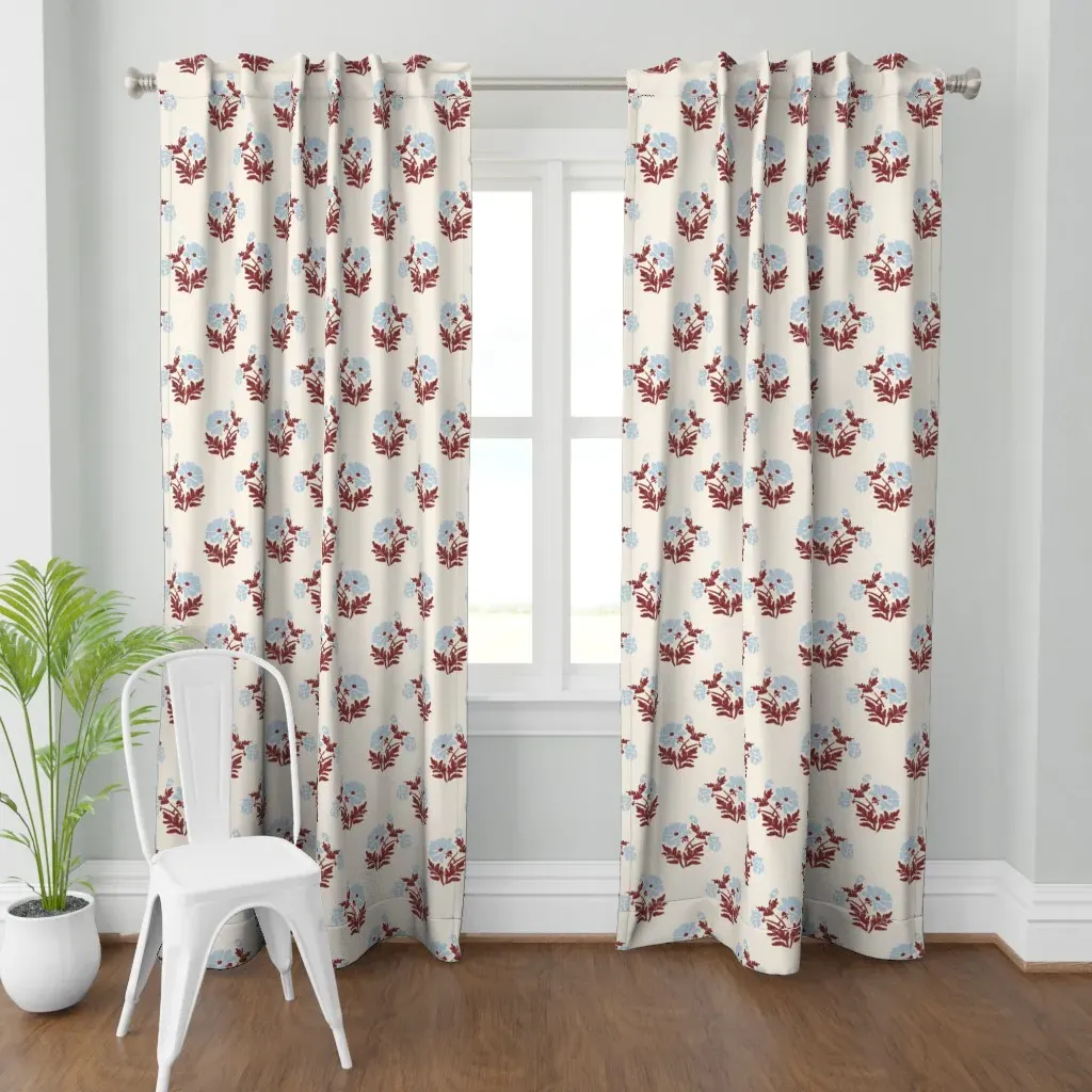 Large Scale Block Stamp Curtain Panel - Blue product