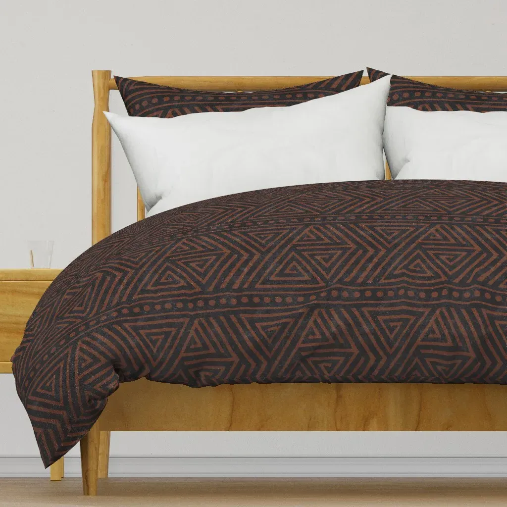 Large Scale Boho Triangles Duvet Cover - Dark Brown product