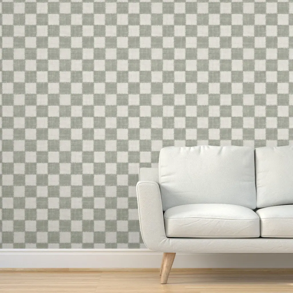 Large Scale Check Peel and Stick Wallpaper - Sage Green product