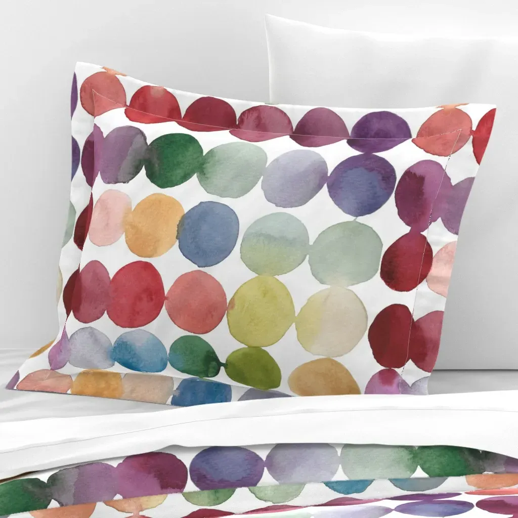 Large-Scale Colorful Spots Standard Flanged Pillow Sham - Cotton Sateen product