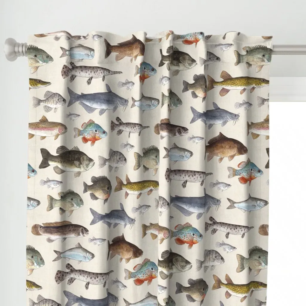 Large Scale Freshwater Curtain Panel - Beige alternate view