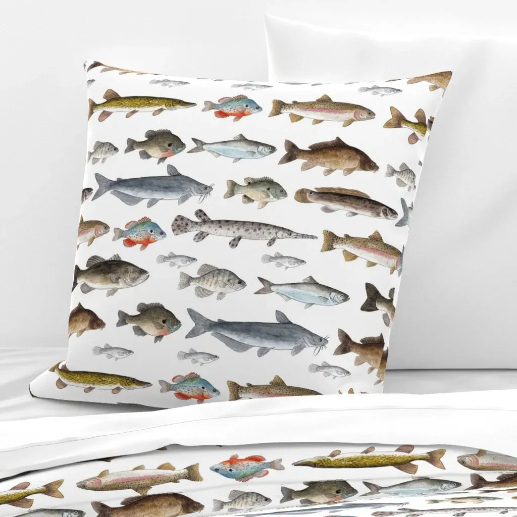 Large Scale Freshwater Fish Euro Pillow Sham - Gray product