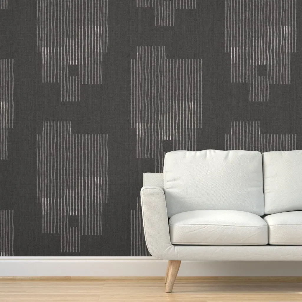Large Scale Geometric Stripe Peel and Stick Wallpaper - Light Gray, Linen product
