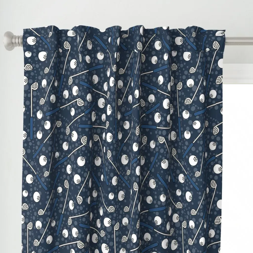 Large Scale Golf Clubs Curtain Panel - White alternate view