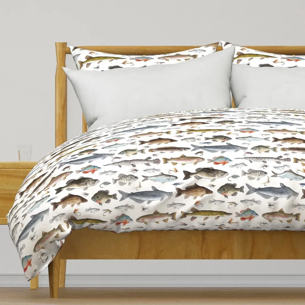 Large Scale Hand Painted Duvet Cover - White product
