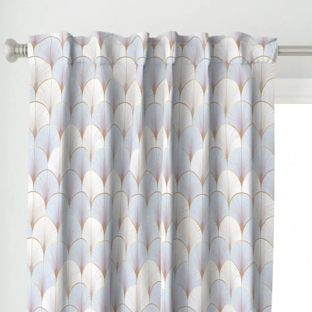Large Scale Icy Blue Neo Curtain Panel - White alternate view