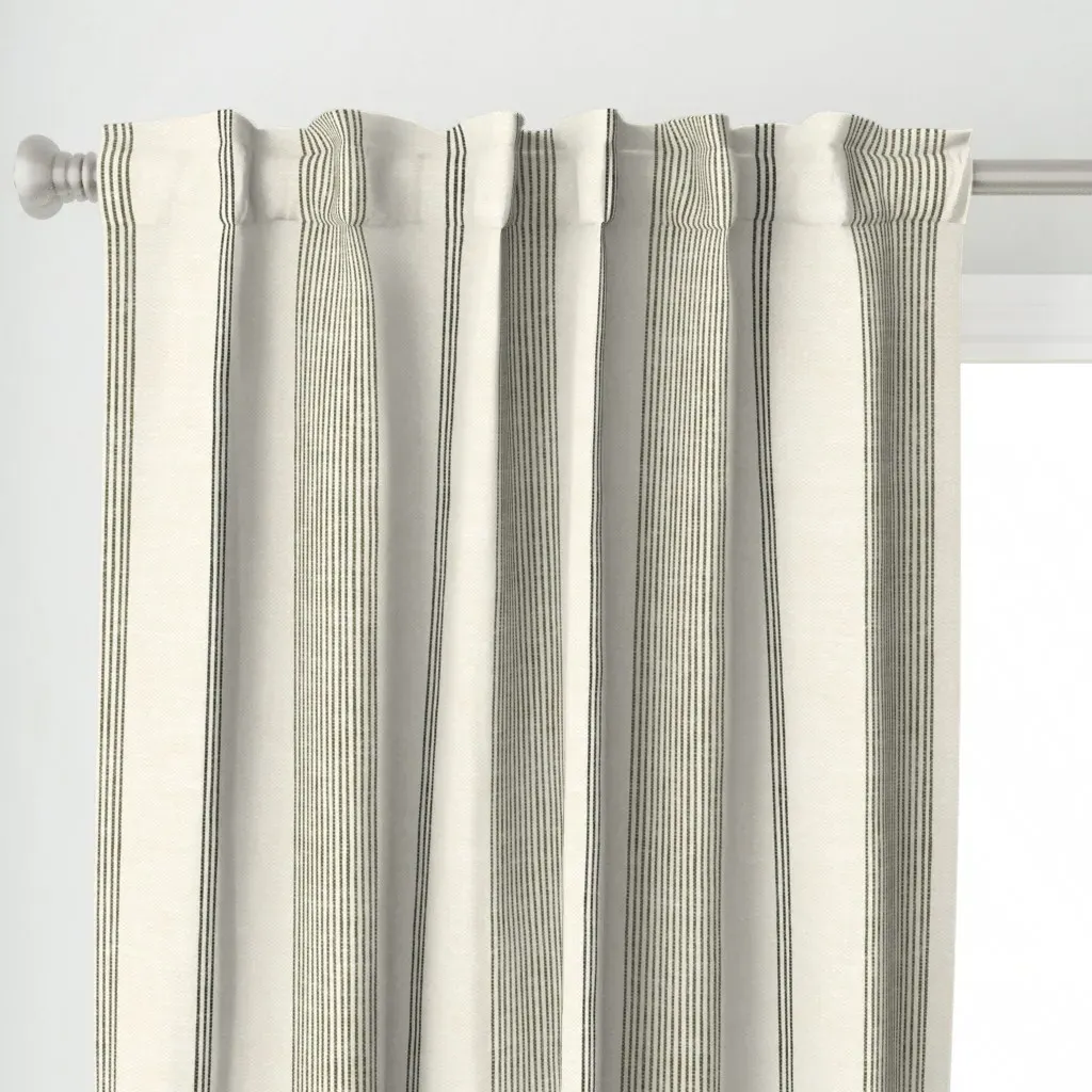 Large Scale Ivy Stripes Curtain Panel - Off-White alternate view