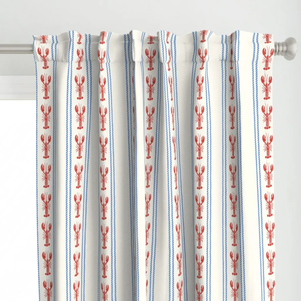Large Scale Lobsters Curtain Panel - Red alternate view