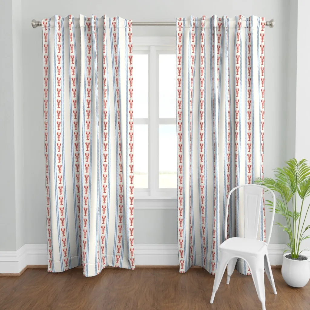 Large Scale Lobsters Curtain Panel - Red product