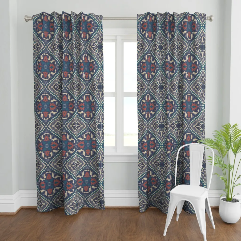 Large Scale Medallion Curtain Panel - Blue product
