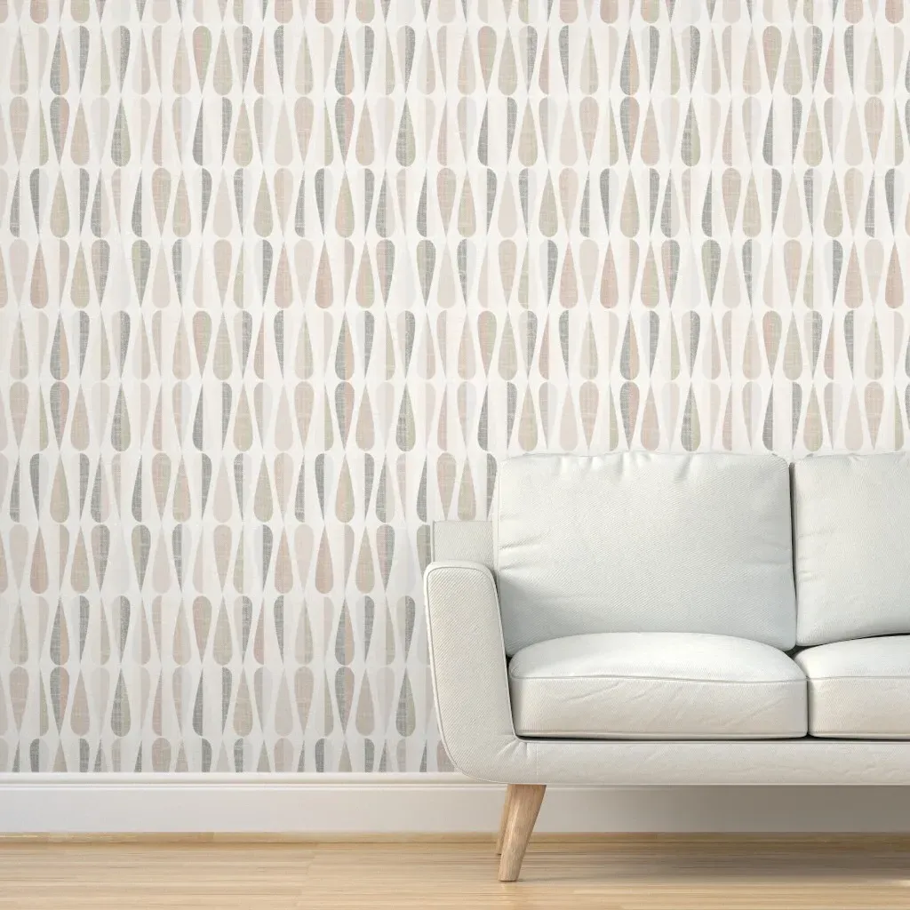Large Scale Mid Century Peel and Stick Wallpaper - Beige, Gray product