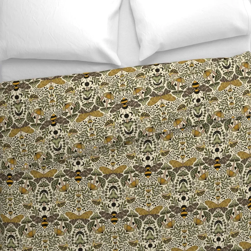 Large Scale Natural Duvet Cover - Mustard Yellow alternate view
