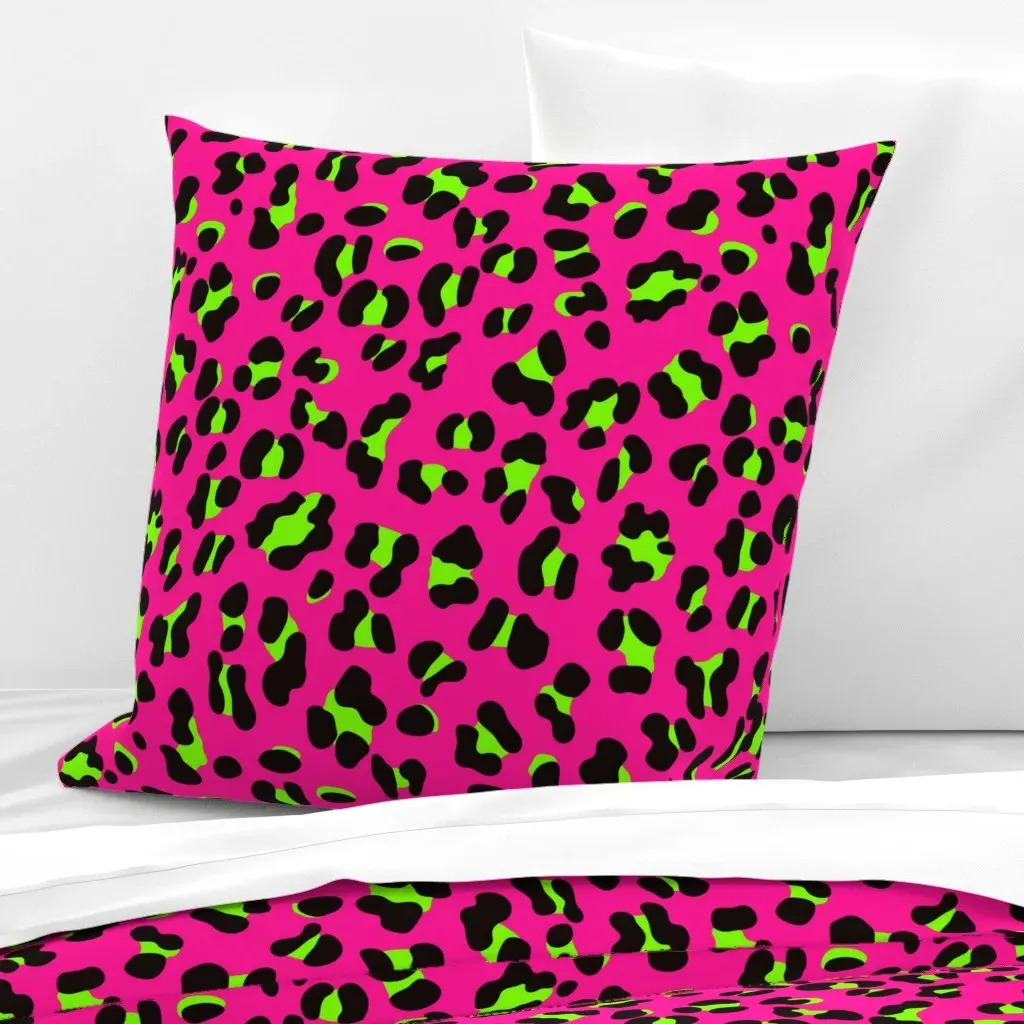 Large Scale Neon Leopard Print Euro Pillow Sham - Pink product