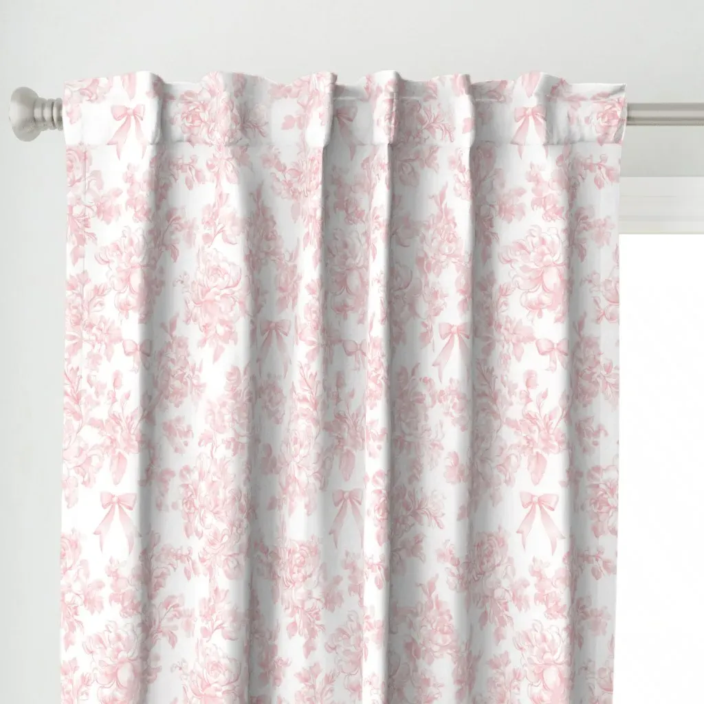 Large Scale Pink Rococo Curtain Panel - Pink alternate view
