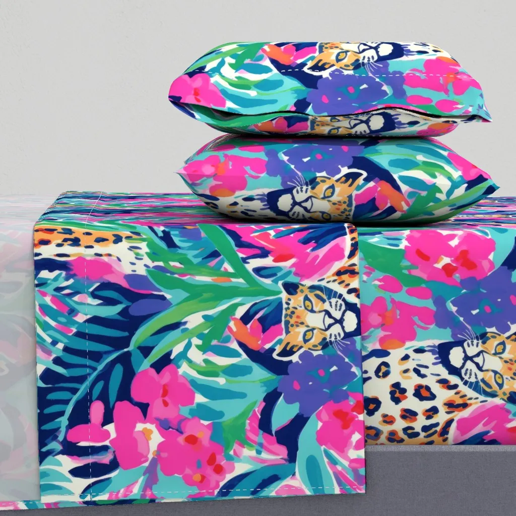 Large Scale Preppy Tropical Safari Full Sheet Set - Pink product