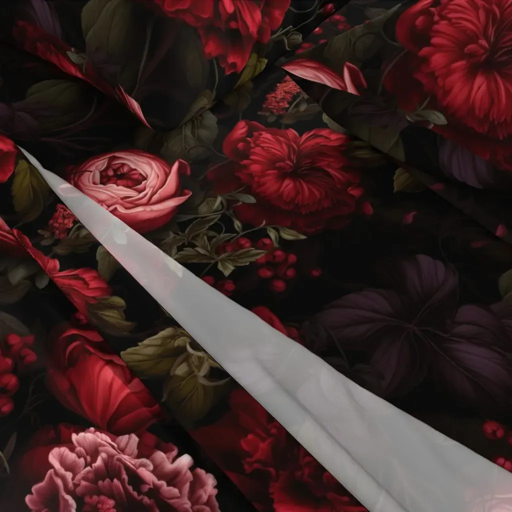Large Scale Red Moody Floral Queen Sheet Set - Dark Red alternate view