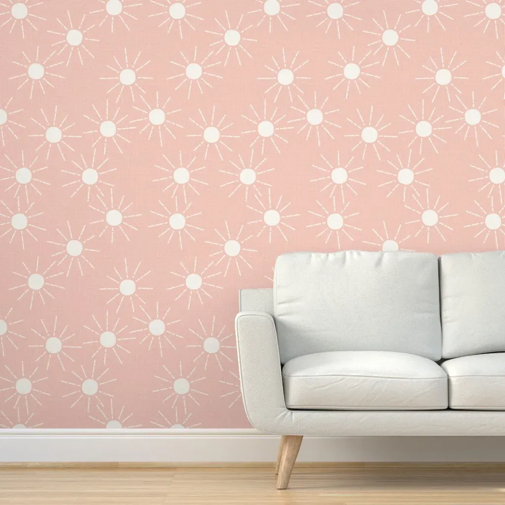 Large Scale Suns Peel and Stick Wallpaper - White, Linen product