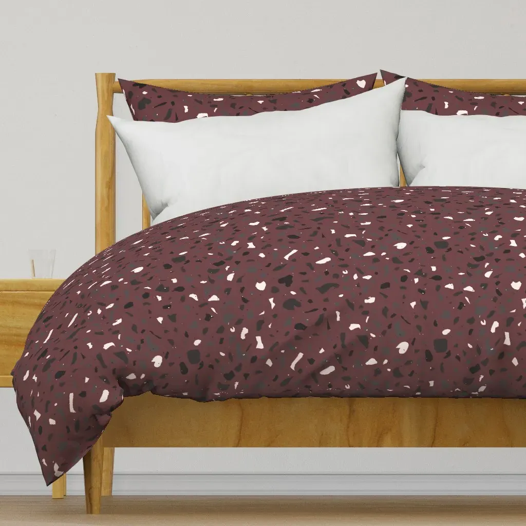 Large Scale Terrazzo with Gray Duvet Cover - Burgundy product