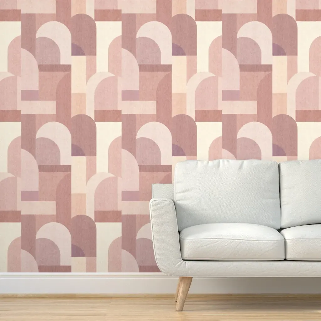 Large Scale Textured Arch Geometric Peel and Stick Wallpaper - Mauve product