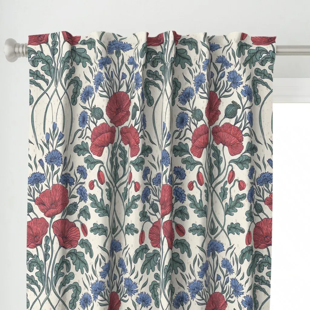 Large Scale Vintage Curtain Panel - Red alternate view