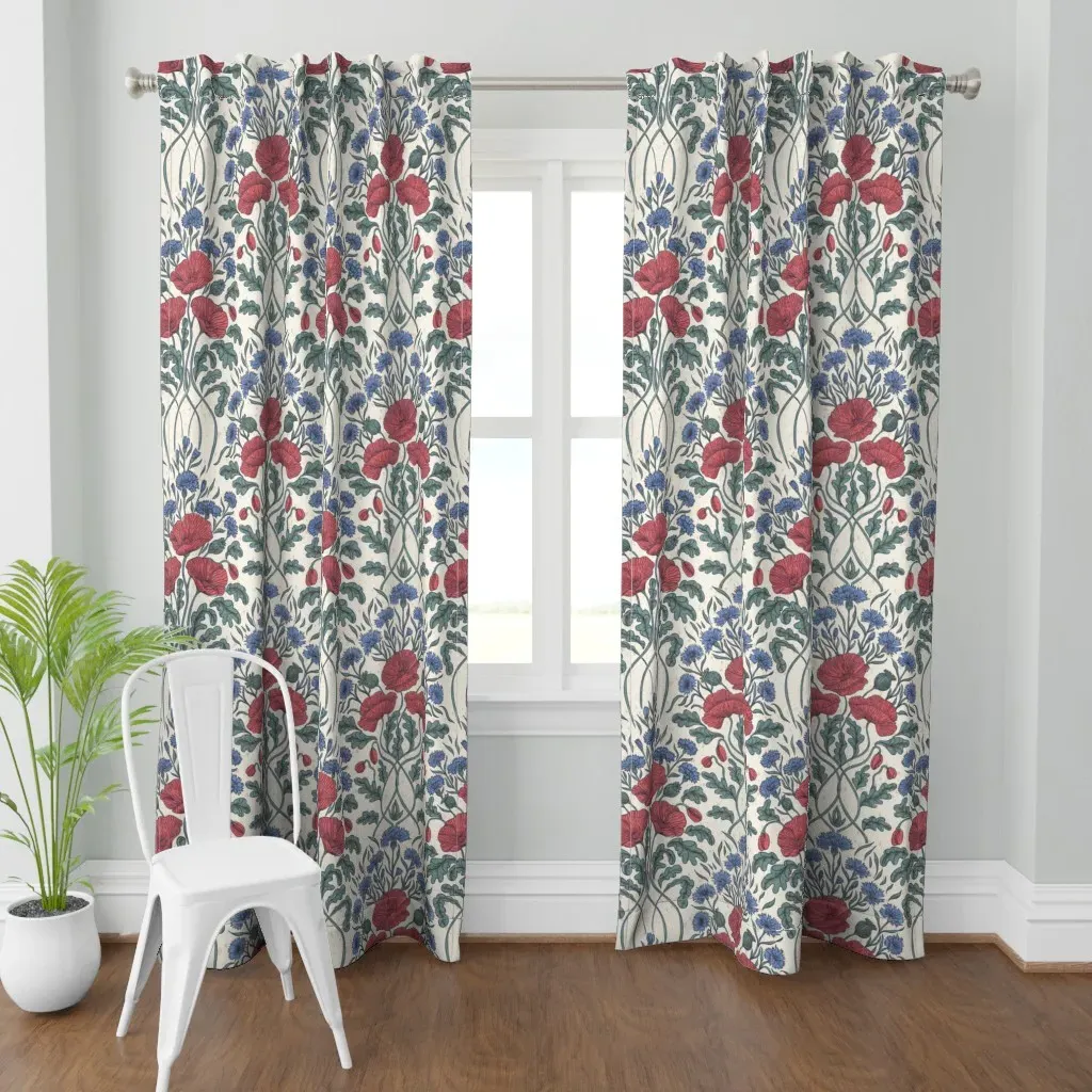 Large Scale Vintage Curtain Panel - Red product