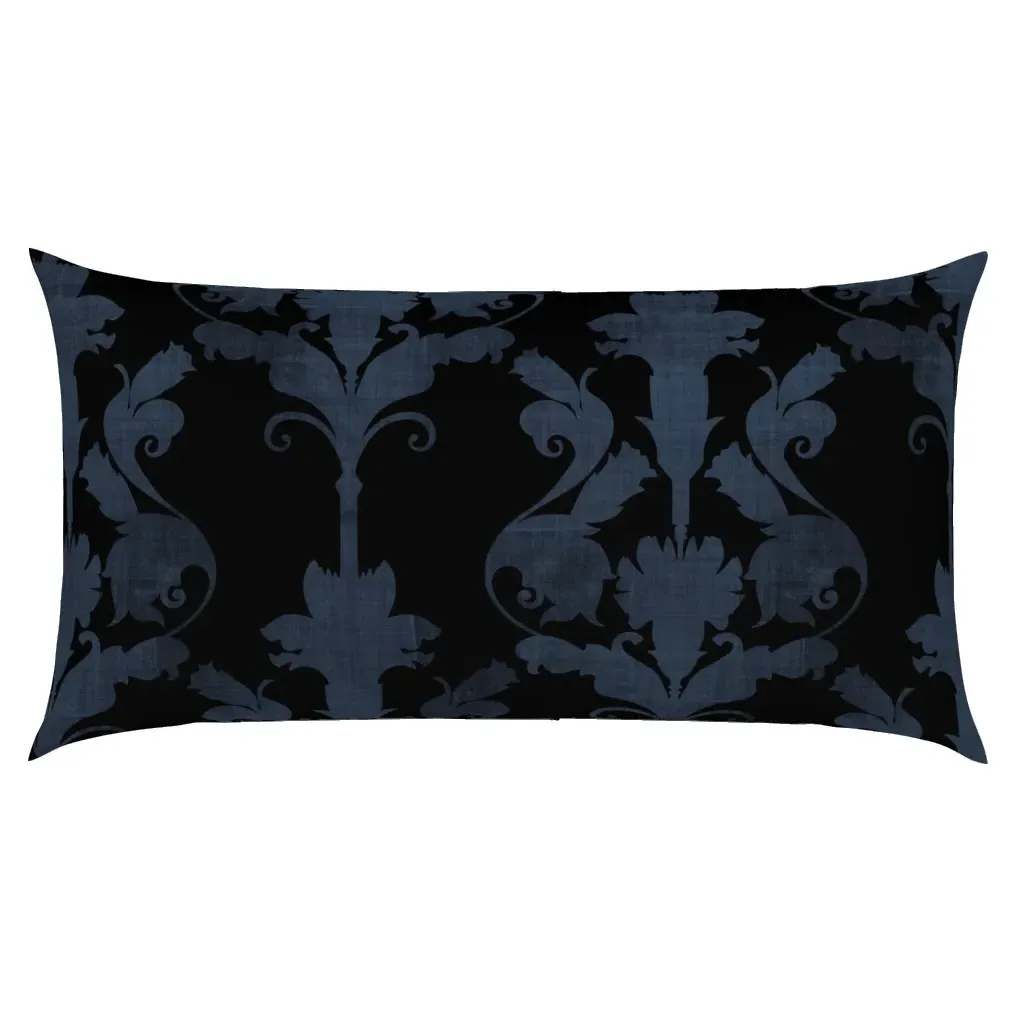 Large Scale Vintage Damask Gothic King Pillow Sham - Navy Blue product