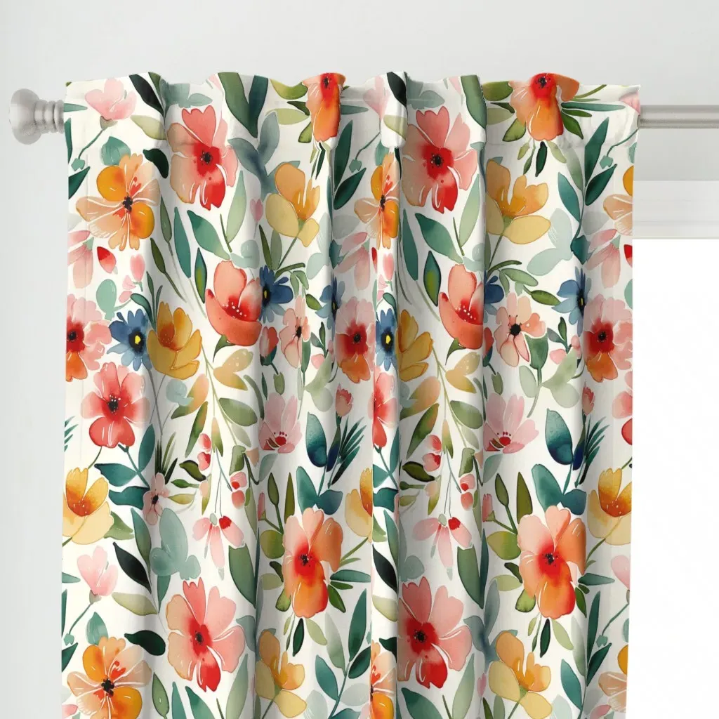 Large Scale Watercolour Curtain Panel - Orange alternate view