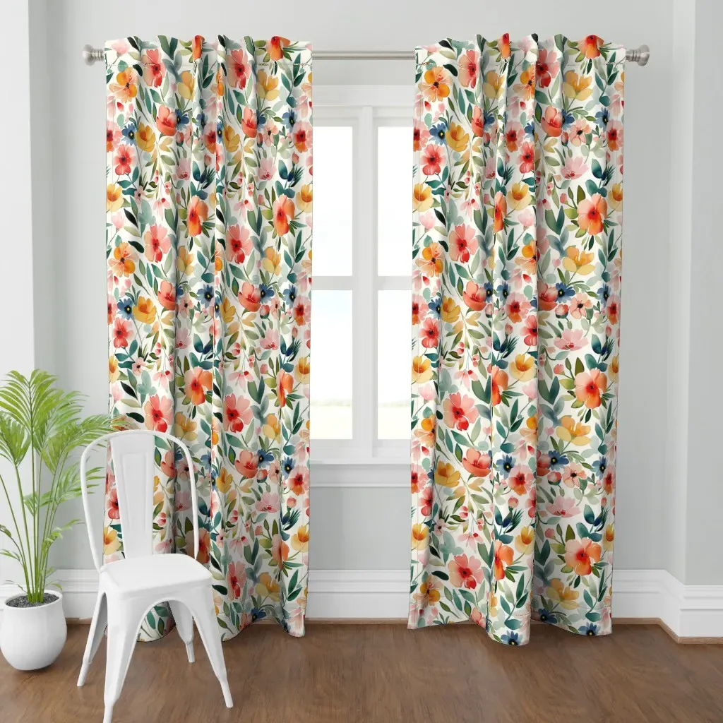 Large Scale Watercolour Curtain Panel - Orange product