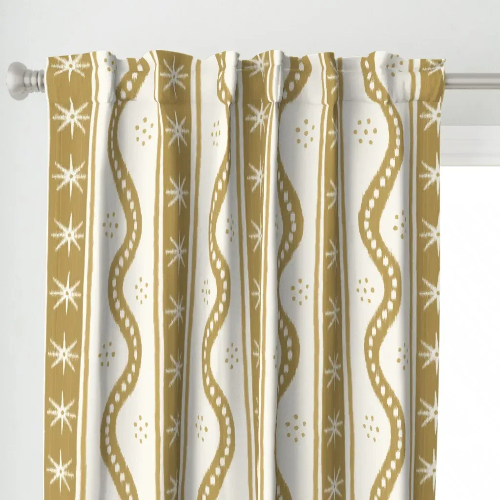 Large Sepia On Cream Curtain Panel - Gold alternate view