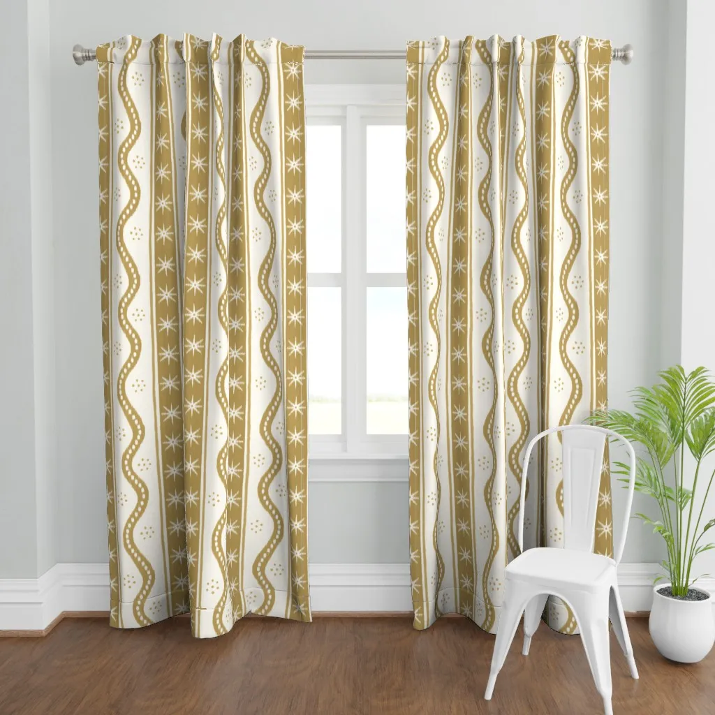 Large Sepia On Cream Curtain Panel - Gold product