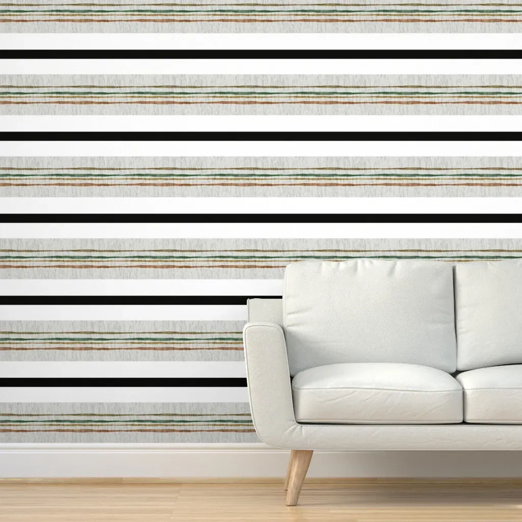 Large Stripe Peel and Stick Wallpaper - Black, White product