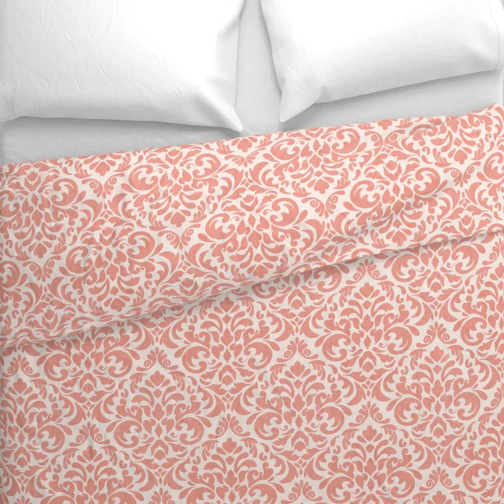 Large Terracotta & Soft Beige Duvet Cover - Coral alternate view