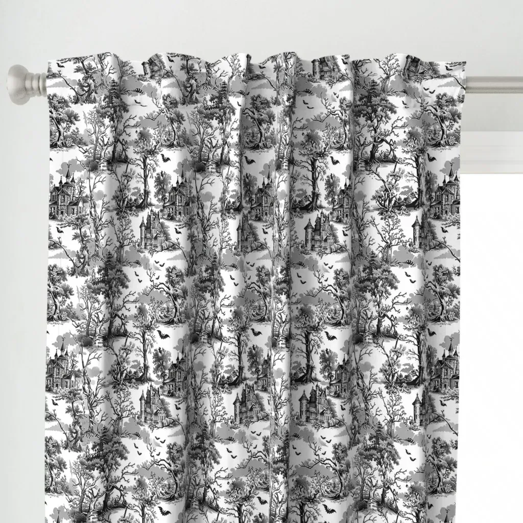 Large Toile Haunted Curtain Panel - Black alternate view