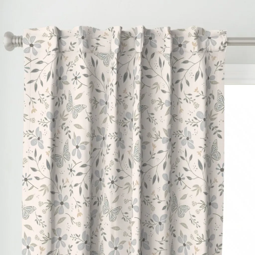 Large Tossed Curtain Panel - Light Blue alternate view