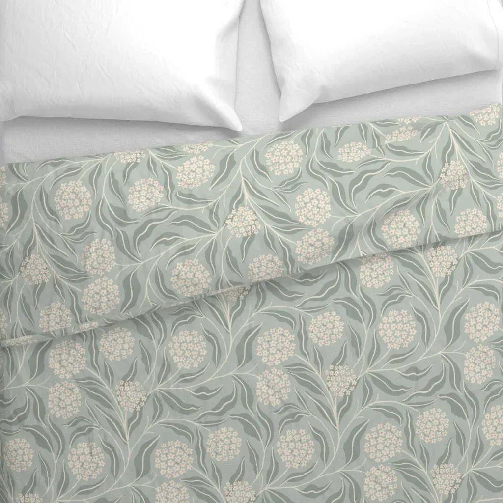 Large Trailing Floral Duvet Cover - Sage Green alternate view