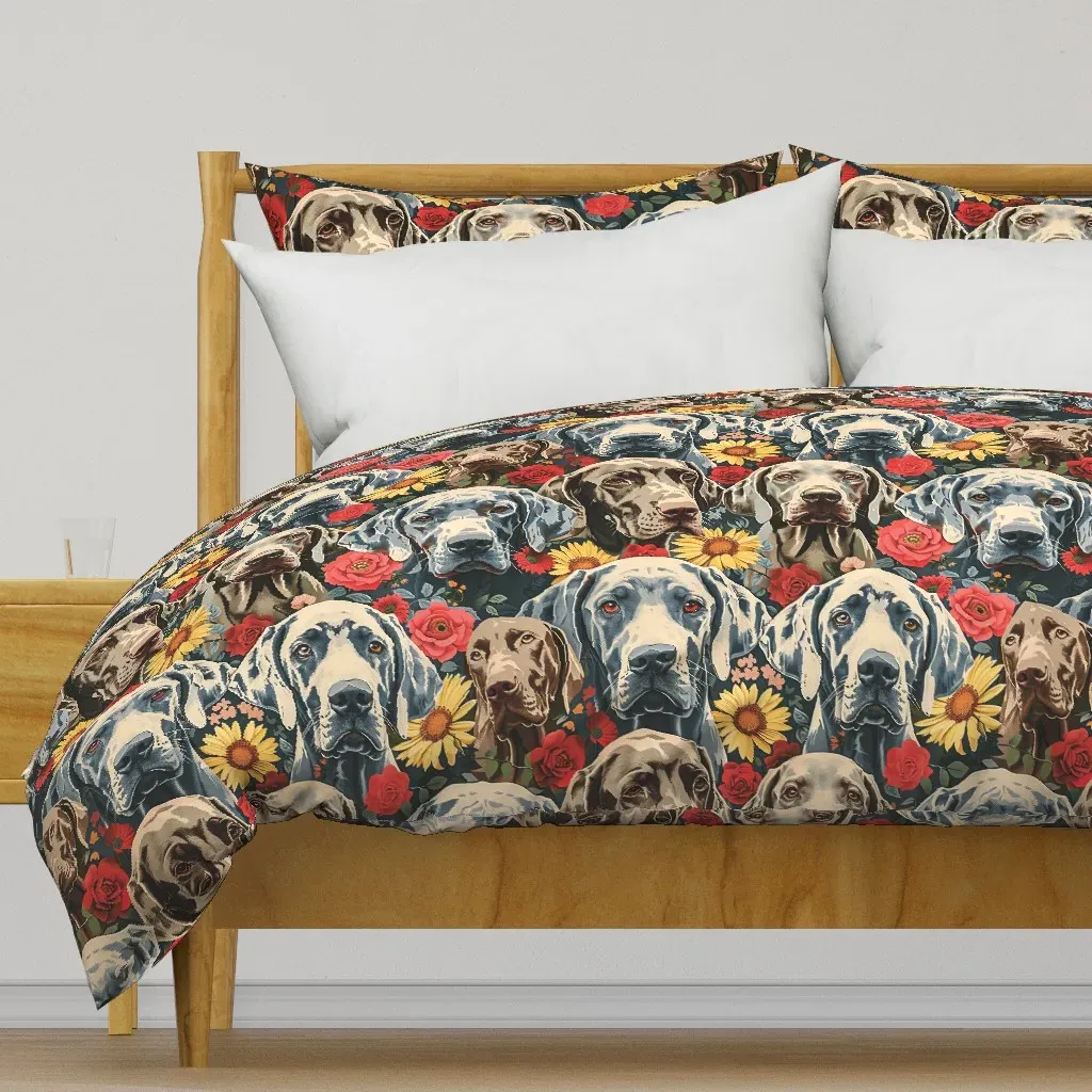 Large Vibrant Floral Duvet Cover - Gray product