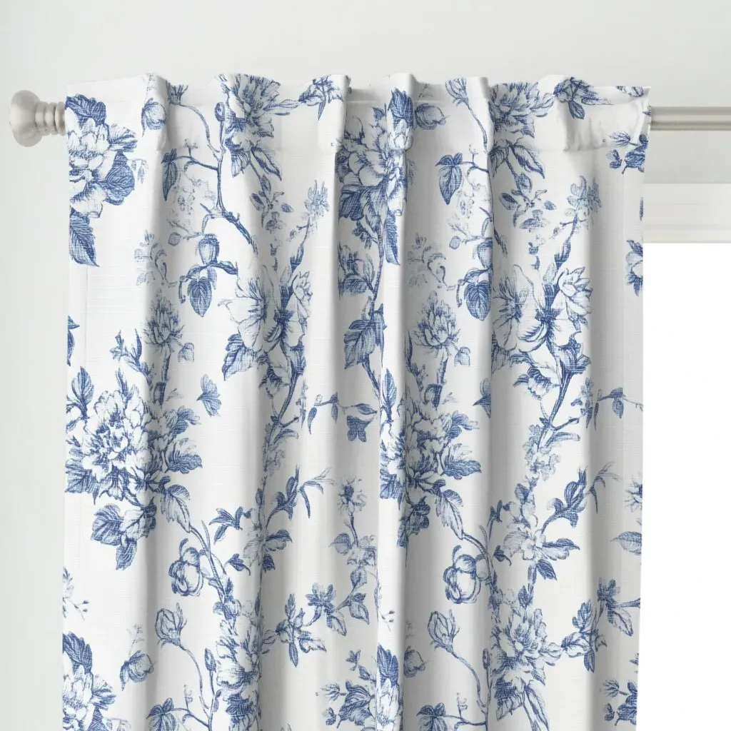 Large Victorian Curtain Panel - Blue alternate view