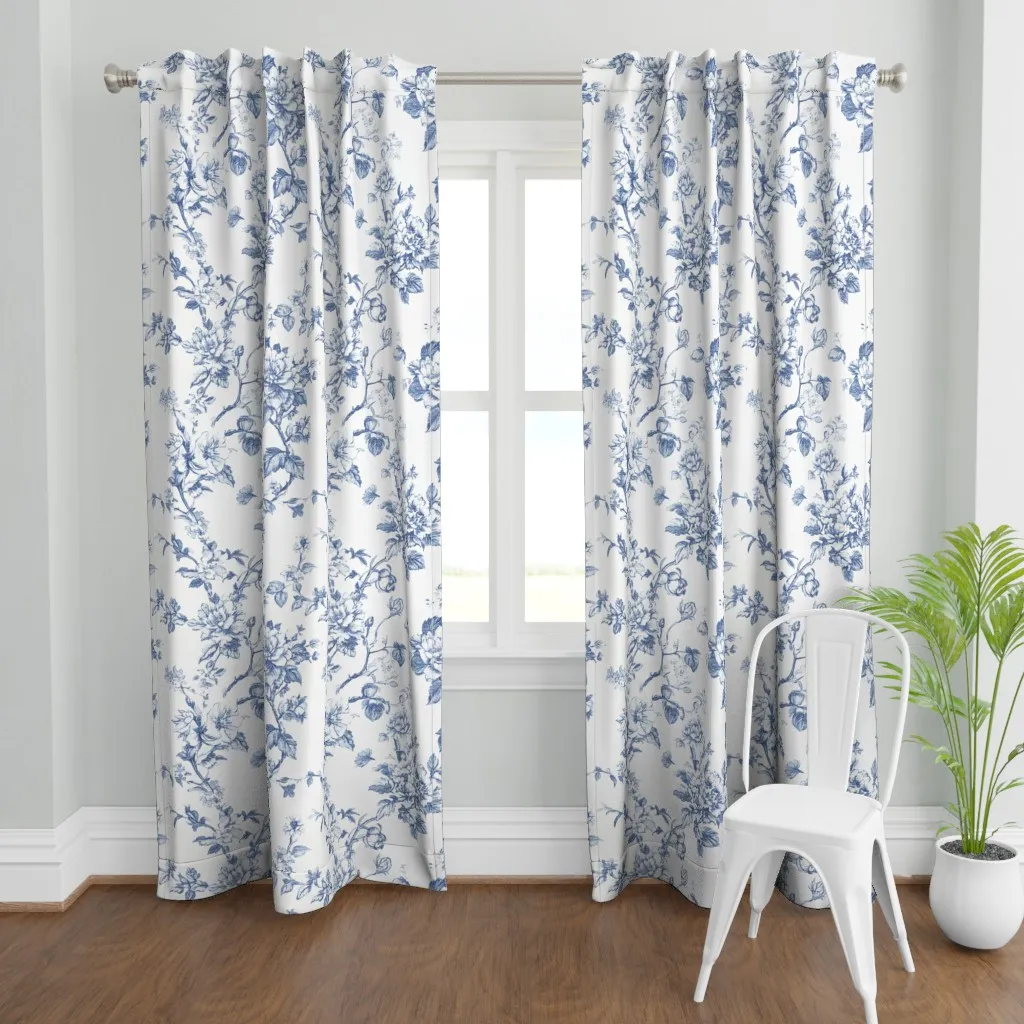 Large Victorian Curtain Panel - Blue product